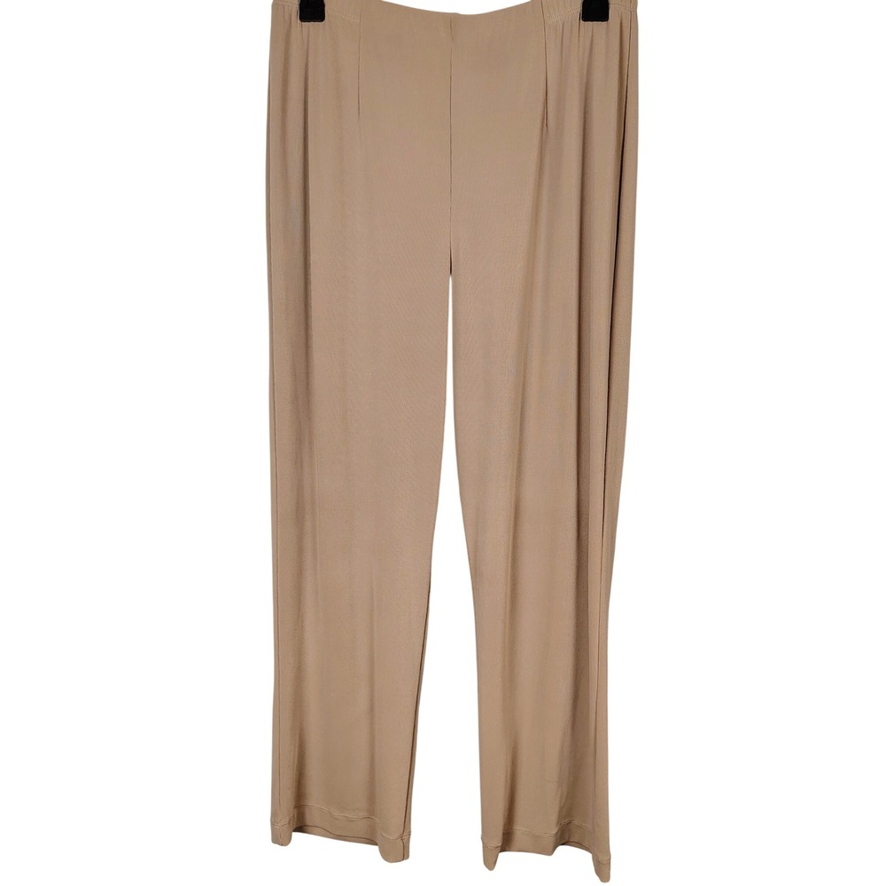 Easywear by Chico's Tan Beige Straight Leg Pull On Pants Size 2 Regular